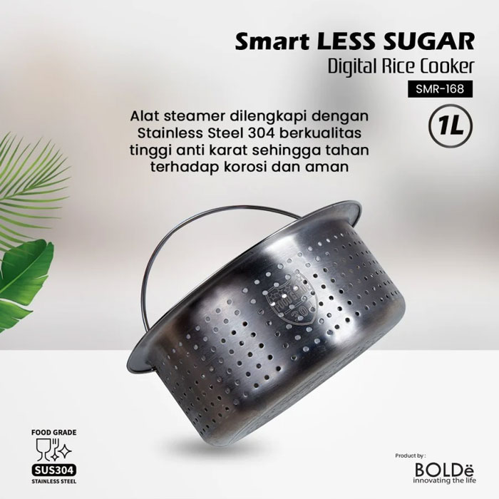 Bolde Rice Cooker Less Sugar Smart Digital 1 L - Permafrost